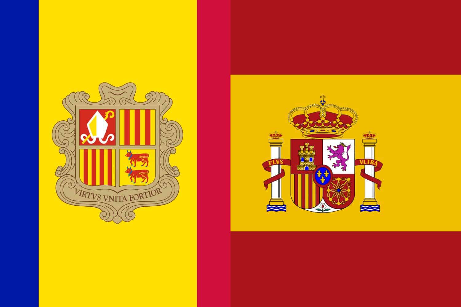 Andorran Flag vs Spanish Flag Flags Andorran Flag vs Spanish Flag