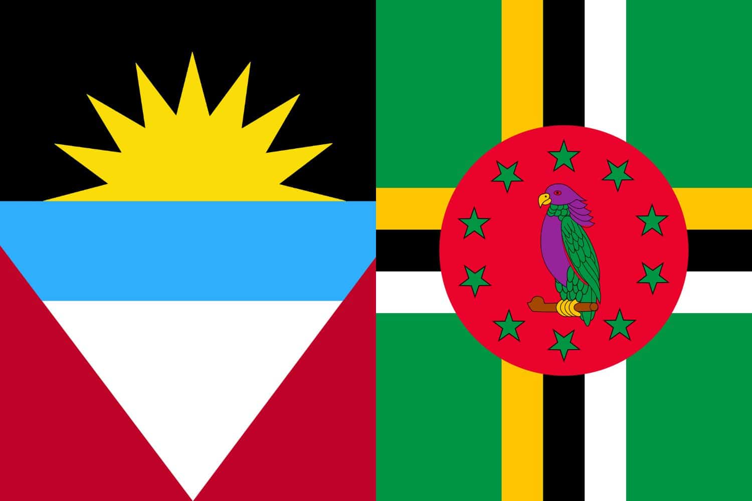 Antigua and Barbuda Flag vs Dominica Flag Flags Antigua and Barbuda Flag vs Dominica Flag