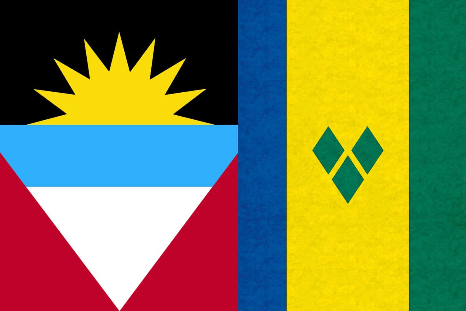 Antigua and Barbuda Flag vs Saint Vincent and the Grenadines Flag Flags Antigua and Barbuda Flag vs Saint Vincent and the Grenadines Flag