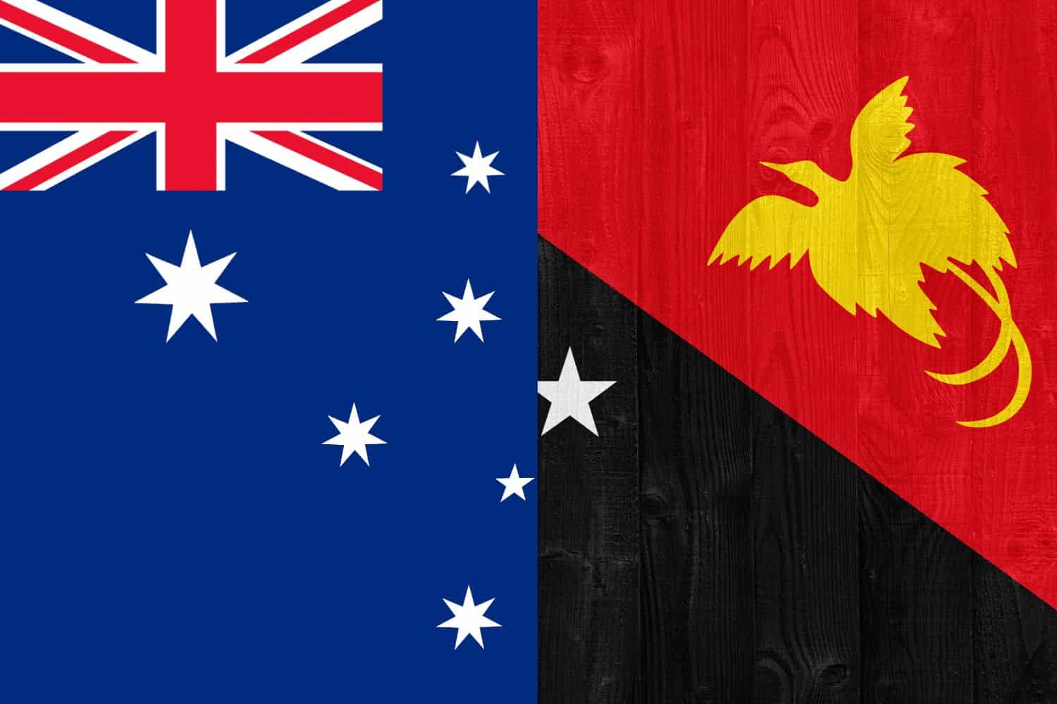 Australian Flag vs. Papua New Guinea Flag Flags Australian Flag vs. Papua New Guinea Flag