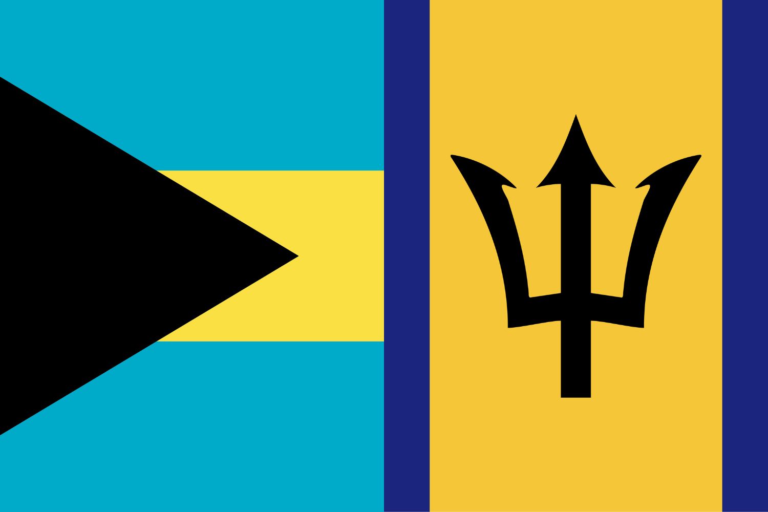 Bahamian Flag vs. Barbados Flag Flags Bahamian Flag vs. Barbados Flag