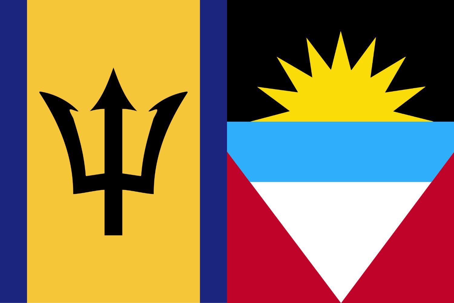 Barbadian Flag vs Antigua and Barbuda Flag Flags Barbadian Flag vs Antigua and Barbuda Flag