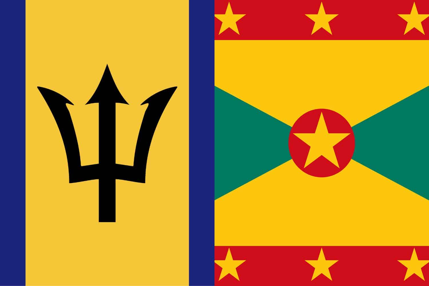 Barbadian Flag vs Grenadian Flag Flags Barbadian Flag vs Grenadian Flag
