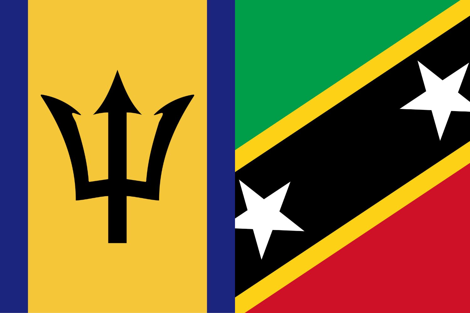 Barbadian Flag vs Saint Kitts and Nevis Flag Flags Barbadian Flag vs Saint Kitts and Nevis Flag