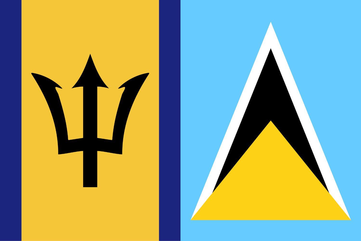 Barbadian Flag vs Saint Lucia Flag Flags Barbadian Flag vs Saint Lucia Flag