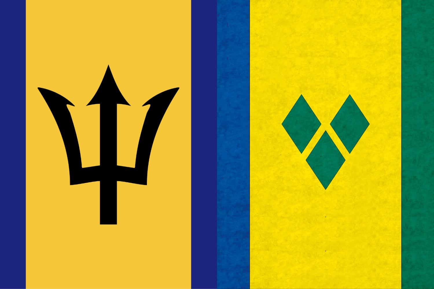 Barbadian Flag vs Saint Vincent and the Grenadines Flag Flags Barbadian Flag vs Saint Vincent and the Grenadines Flag