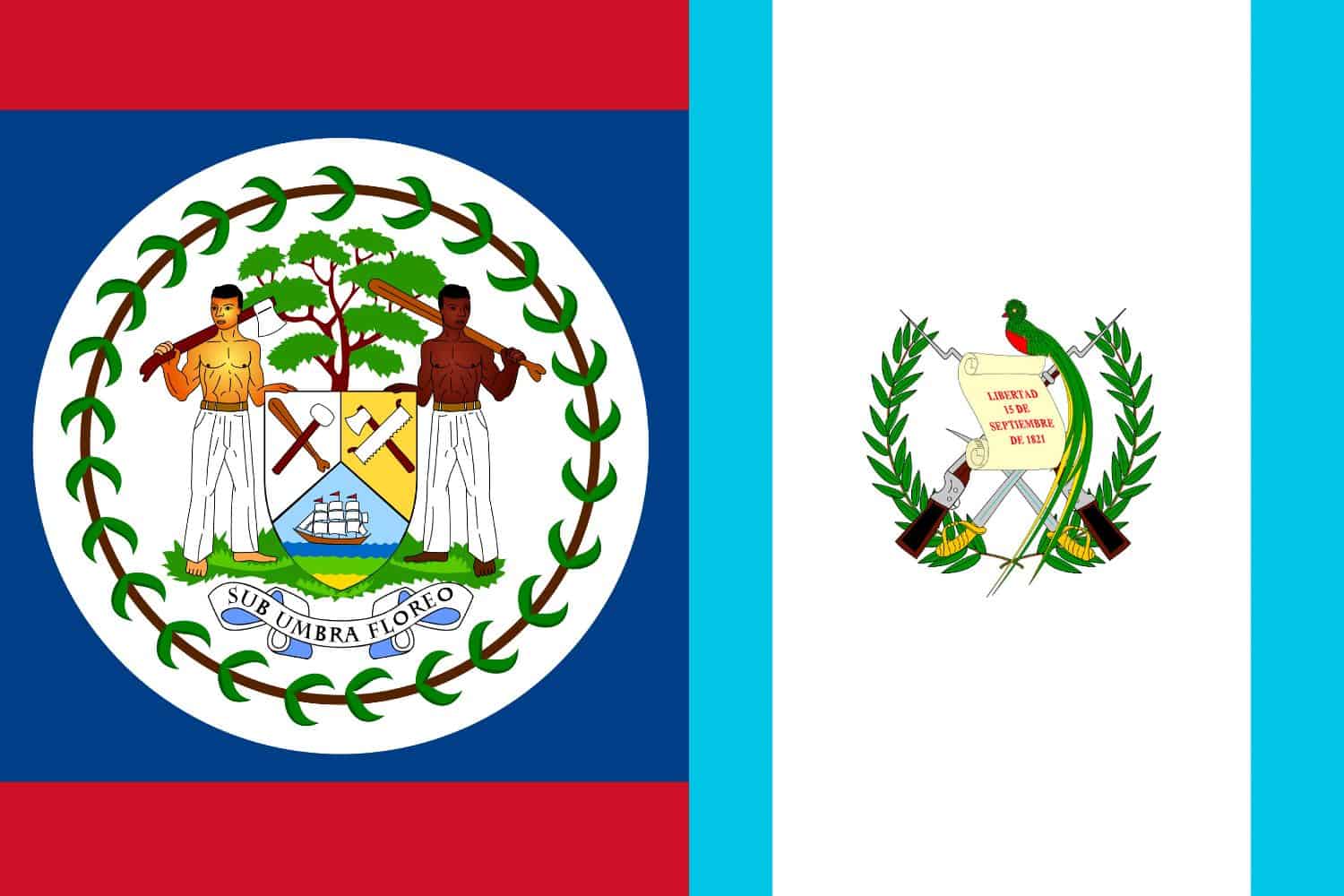 Belize Flag vs Guatemalan Flag Flags Belizean Flag vs Guatemalan Flag