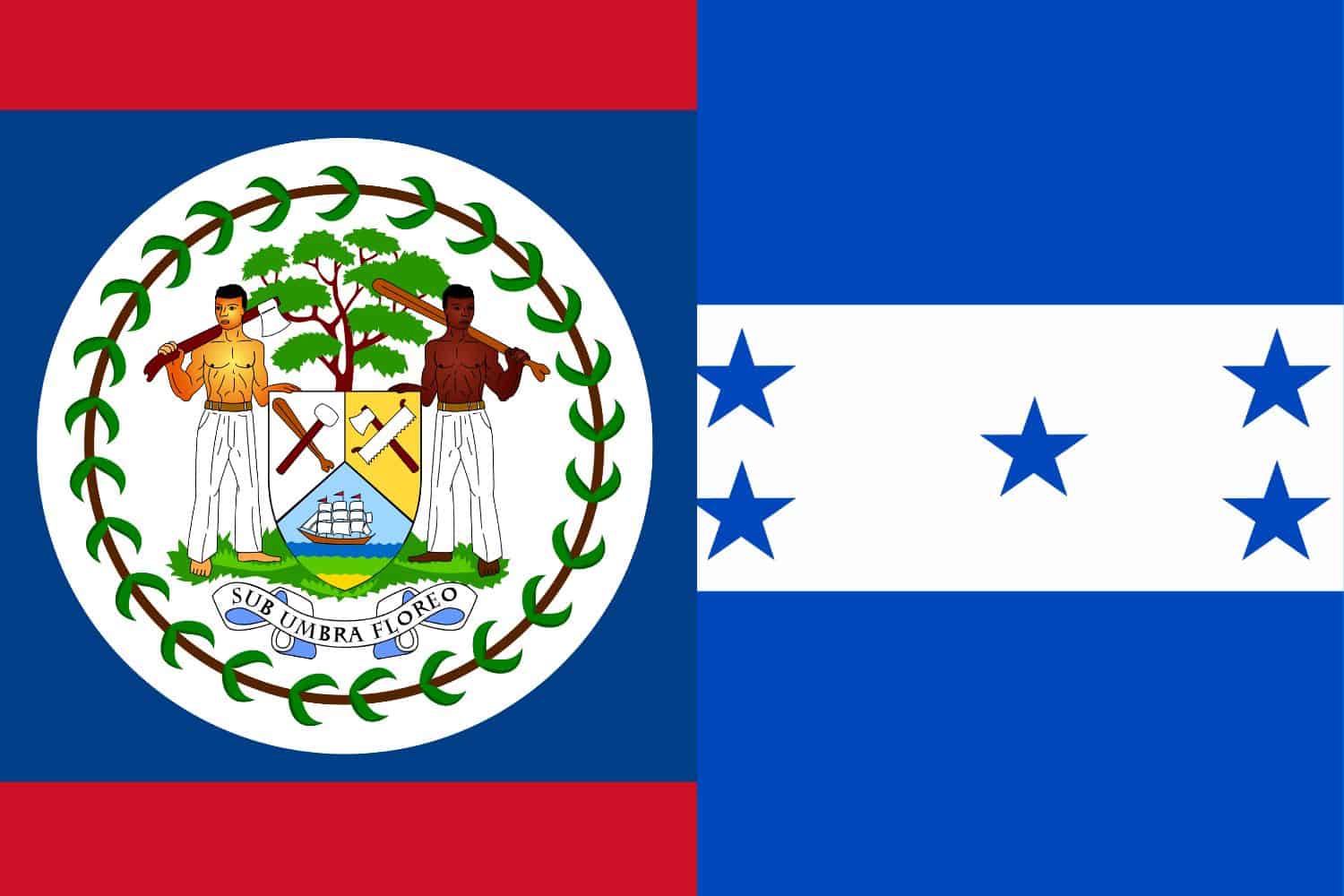 Belize Flag vs Honduran Flag Flags Belizean Flag vs Honduran Flag