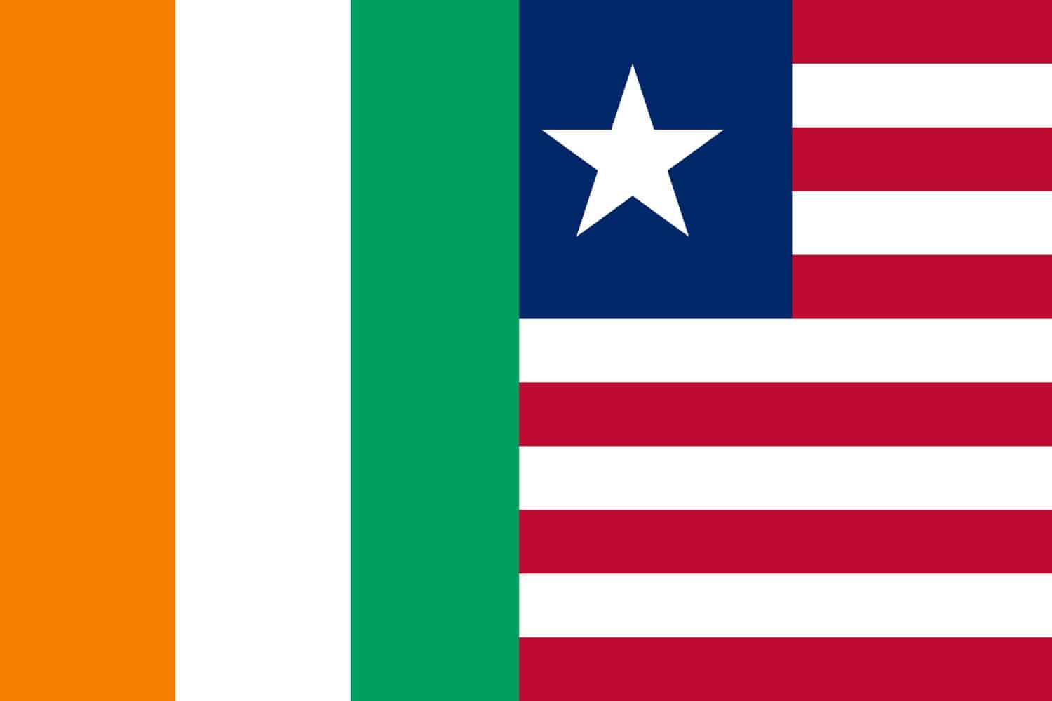 Cote dIvoire Flag vs Liberia Flag Flags Côte d'Ivoire Flag vs Liberia Flag