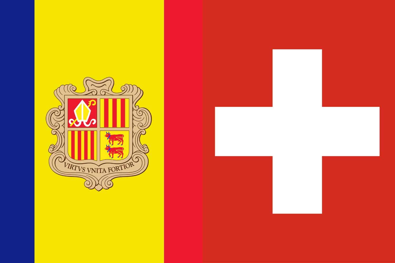 Andorran Flag vs Swiss Flag Flags Andorran Flag vs Swiss Flag
