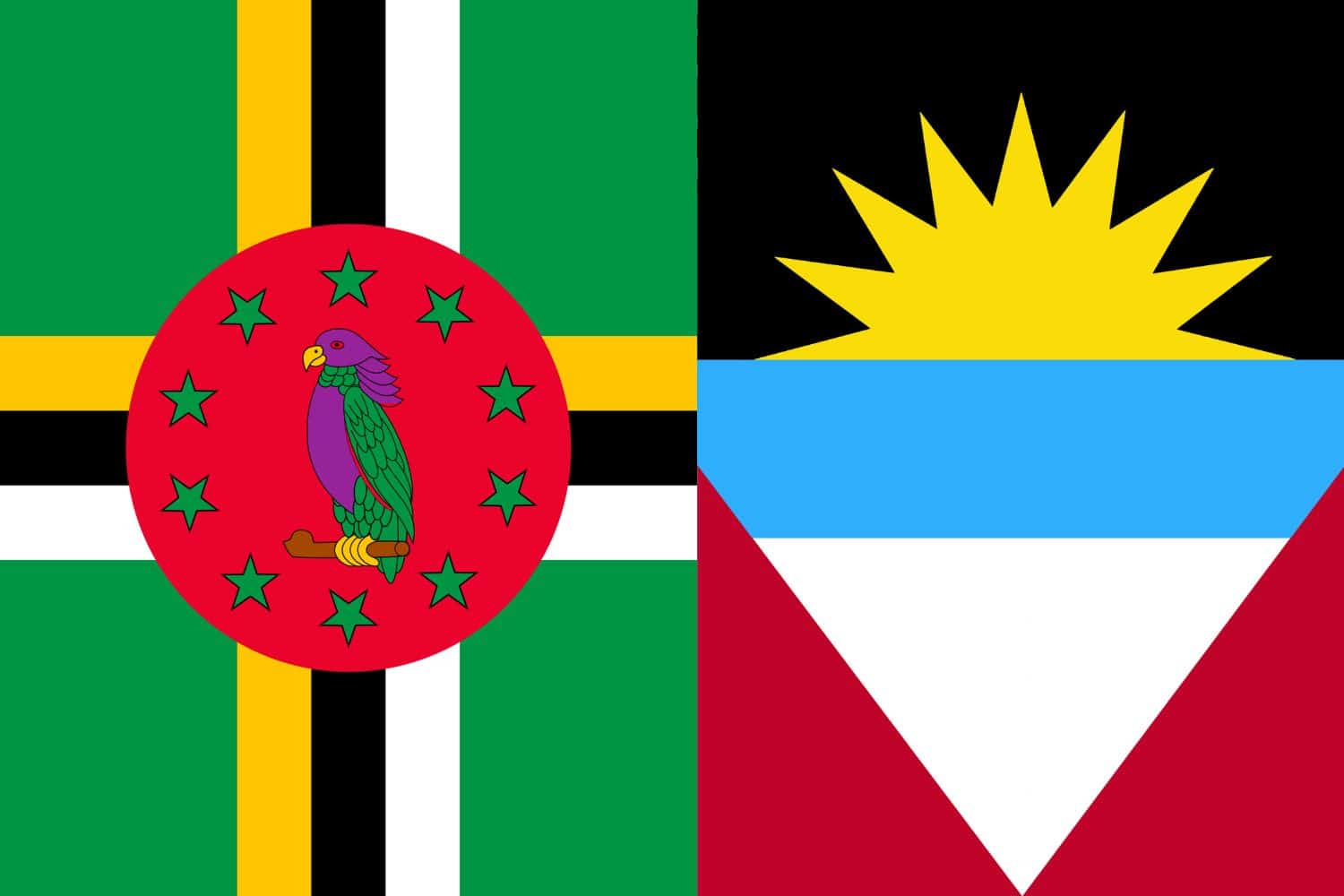 Dominican Flag vs Antiguan and Barbudan Flag Flags Dominican Flag vs Antiguan and Barbudan Flag