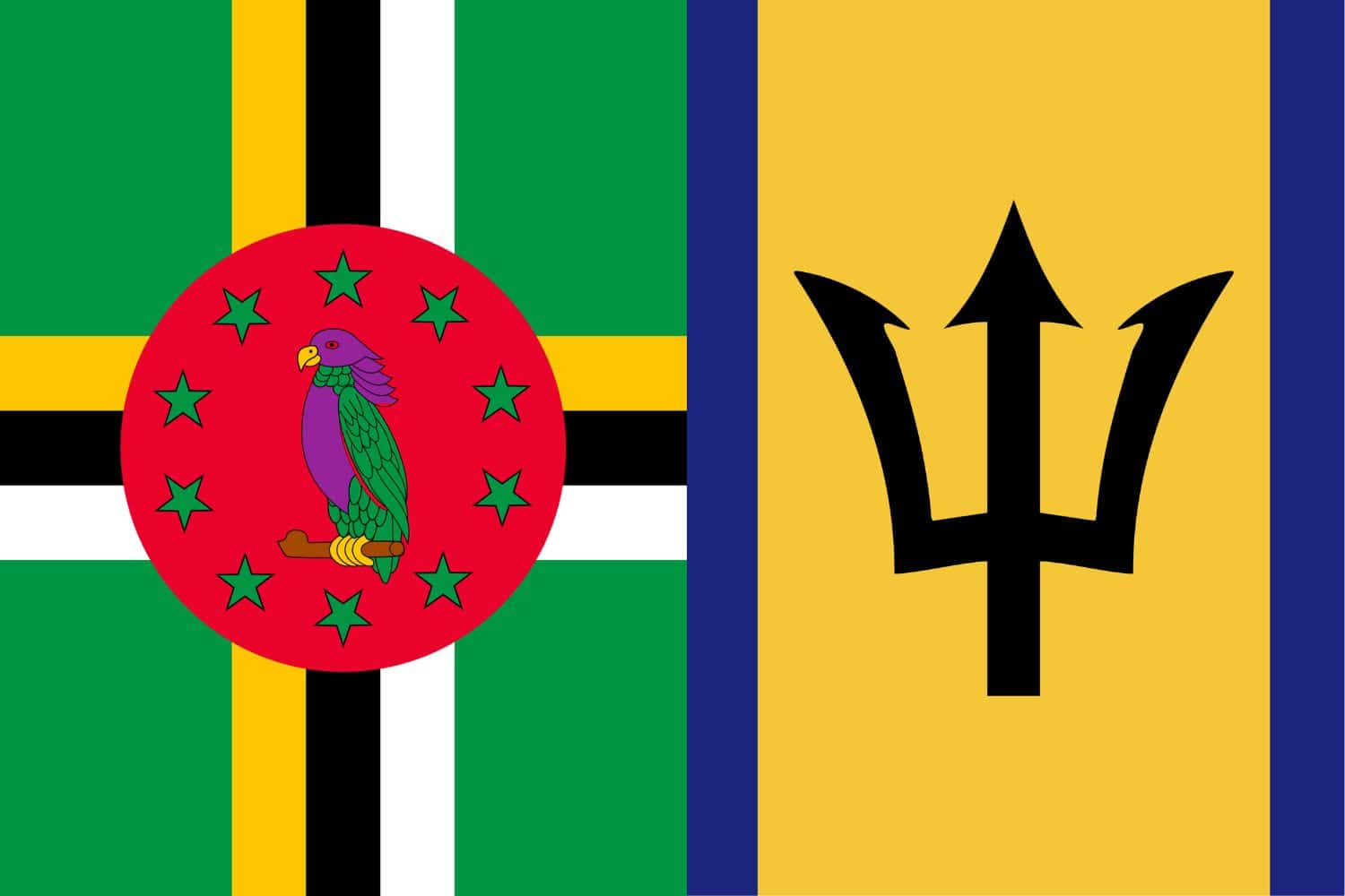 Dominican Flag vs Barbadian Flag Flags Dominican Flag vs Barbadian Flag