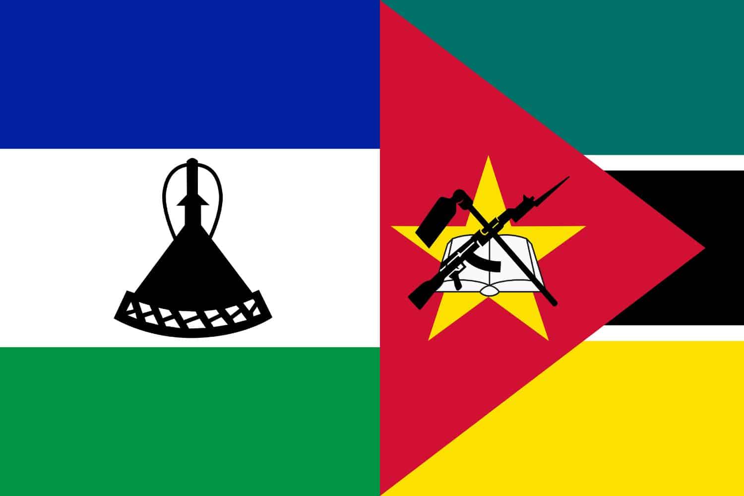 Lesotho Flag vs Mozambican Flag Flags Lesotho Flag vs Mozambican Flag