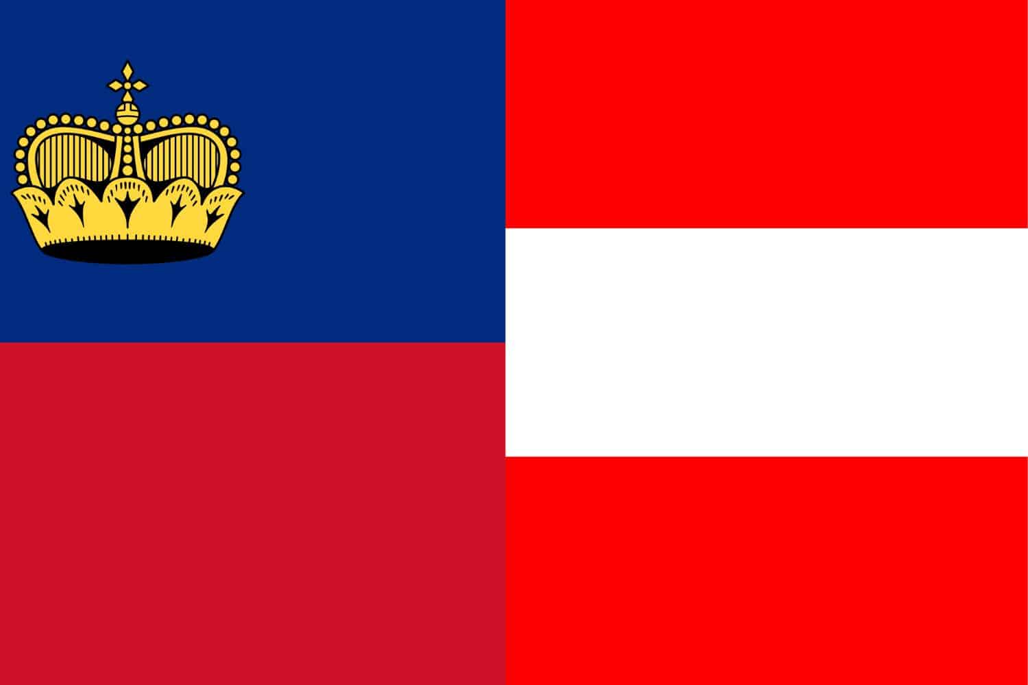 Liechtenstein Flag vs Austrian Flag Flags Liechtenstein Flag vs Austrian Flag