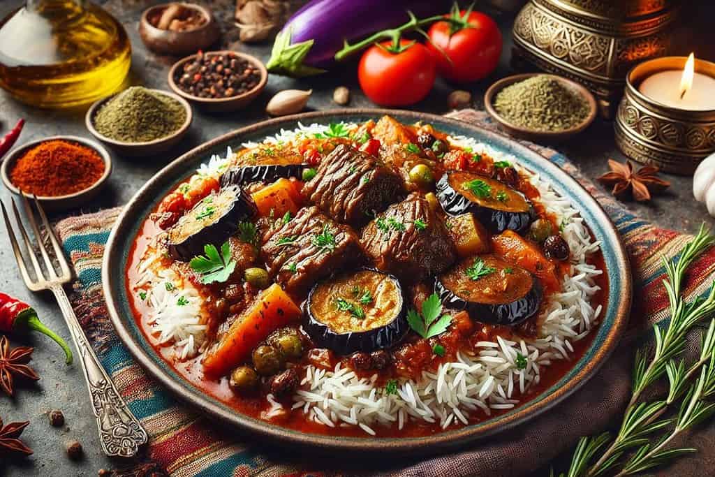 Afghan Mastava with Eggplant Afghanistan, Recipes Afghan Mastava with Eggplant