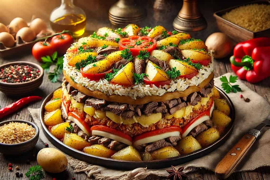 Beef and Potato Maqluba Iraq, Recipes Beef and Potato Maqluba