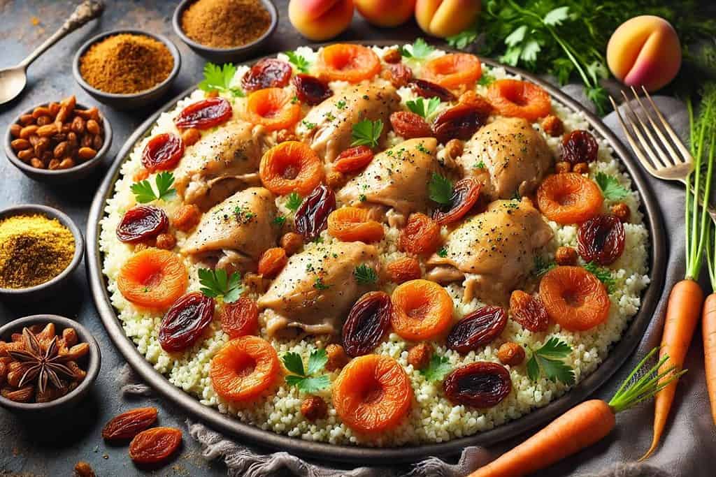 Chicken Couscous with Dried Apricots Algeria, Recipes Chicken Couscous with Dried Apricots
