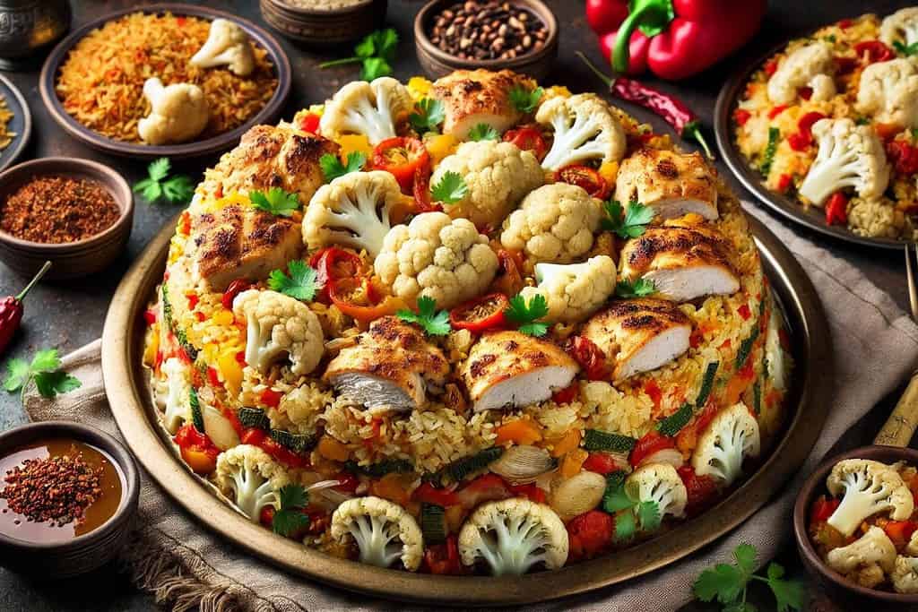 Chicken and Cauliflower Maqluba Iraq, Recipes Chicken and Cauliflower Maqluba
