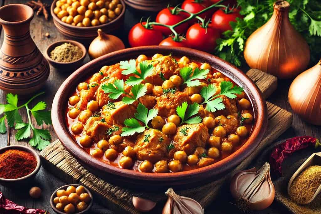 Chicken and Chickpea Tagine Algeria, Recipes Chicken and Chickpea Tagine