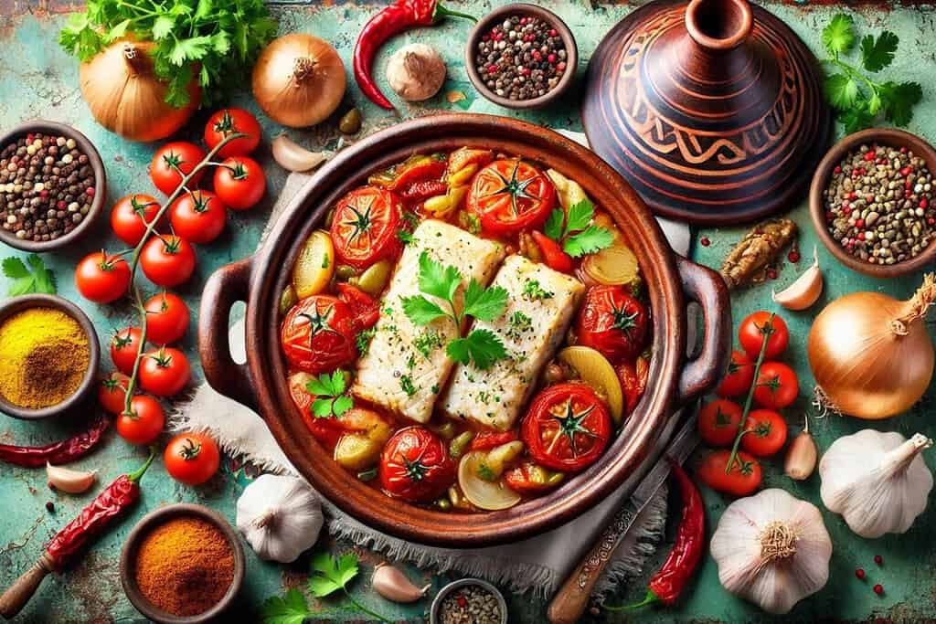 Fish and Tomato Tagine Algeria, Recipes Fish and Tomato Tagine