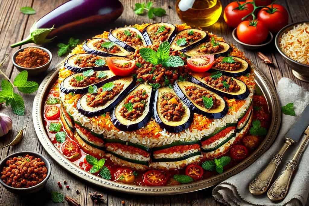 Maqluba with Eggplant and Ground Lamb Iraq, Recipes Maqluba with Eggplant and Ground Lamb
