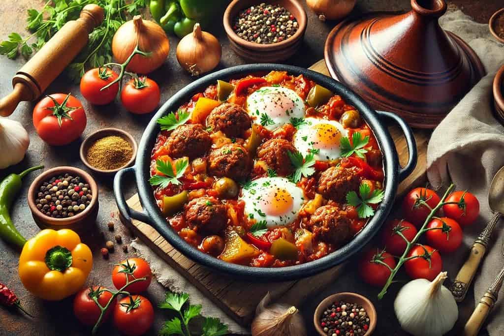 Meatball and Egg Tagine Algeria, Recipes Meatball and Egg Tagine