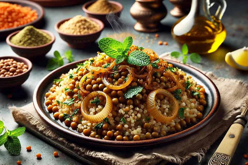 Mujaddara with Bulgur Iraq, Recipes Mujaddara with Bulgur