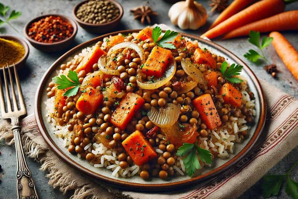 Mujaddara with Caramelized Carrots Iraq, Recipes Mujaddara with Caramelized Carrots