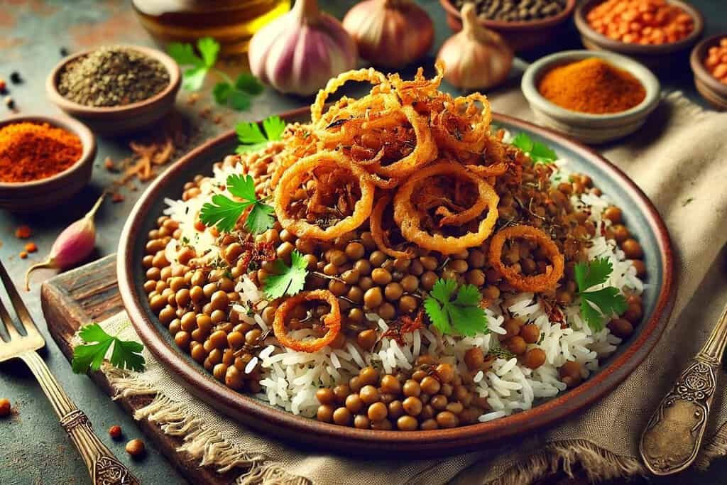 Mujaddara with Fried Onions Iraq, Recipes Mujaddara with Fried Onions