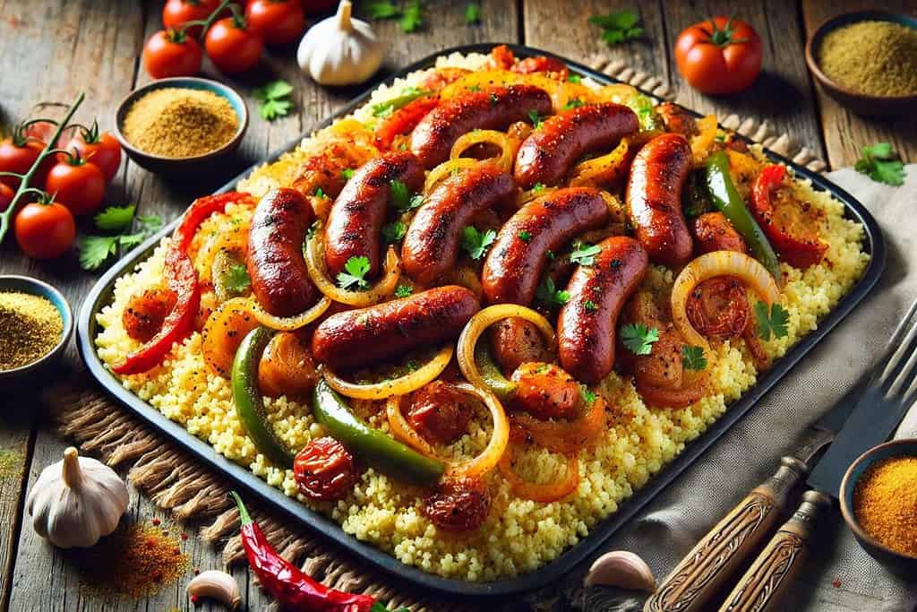 Spicy Couscous with Merguez Sausage Algeria, Recipes Spicy Couscous with Merguez Sausage