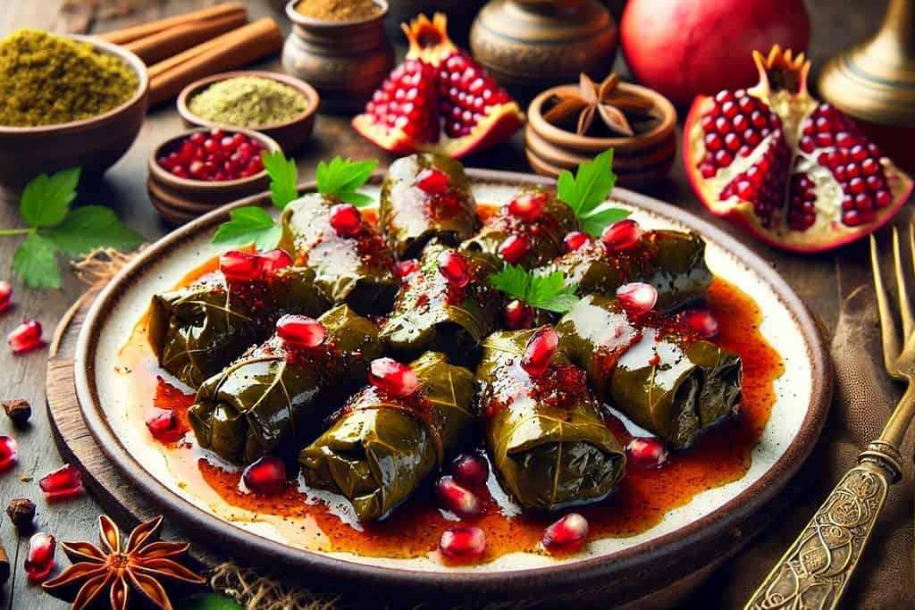 Syrian Yalanji with Pomegranate Molasses Syria, Recipes Syrian Yalanji with Pomegranate Molasses